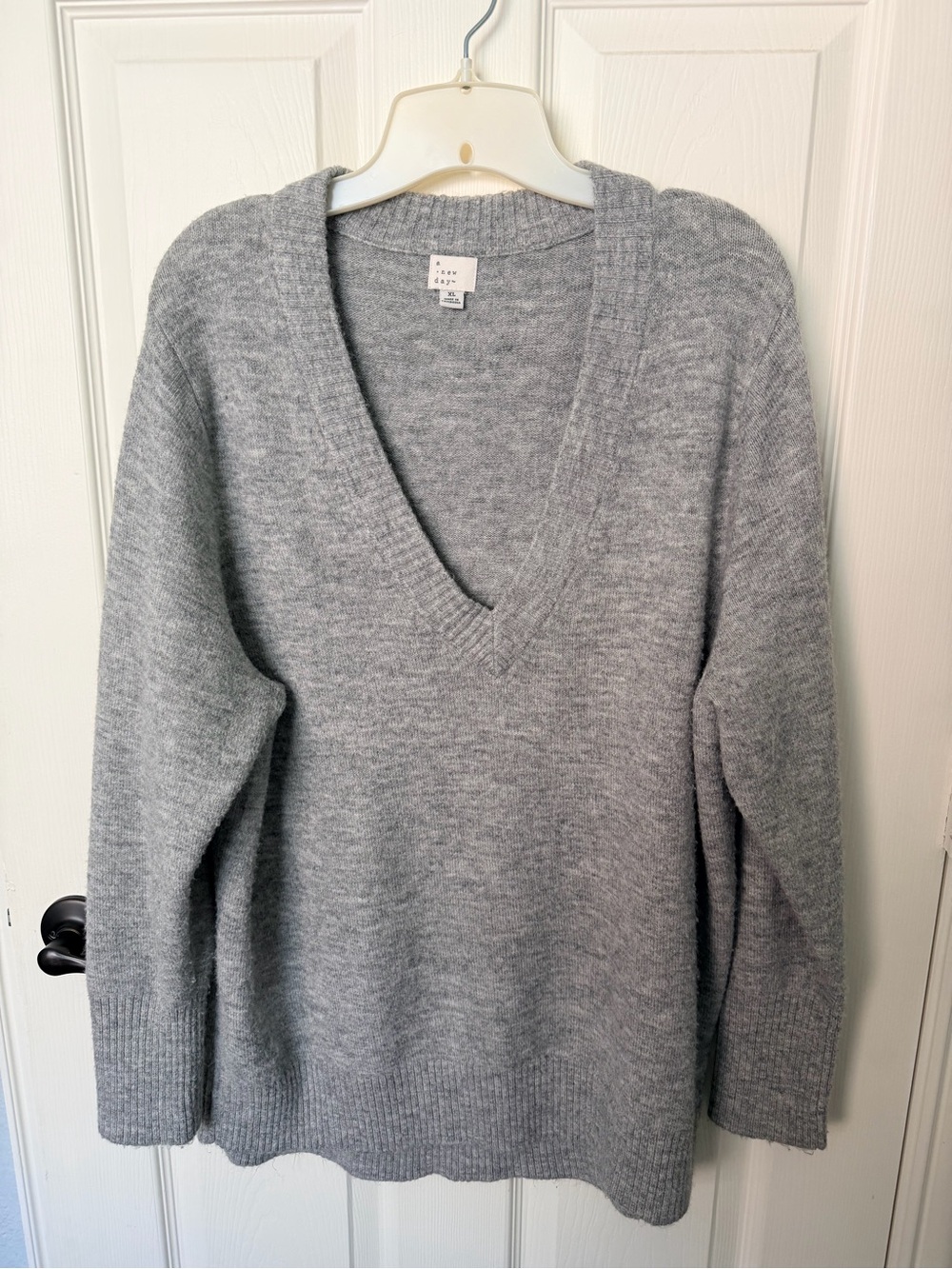 a new day Light Gray V-Neck Knit Sweater